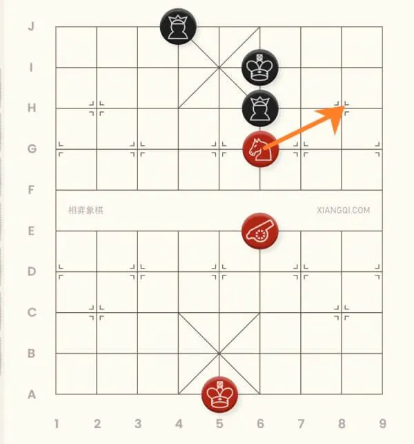 An example of the double check checkmate in xiangqi