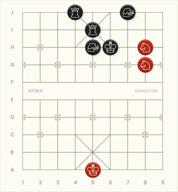 An example of the double horse checkmate in xiangqi