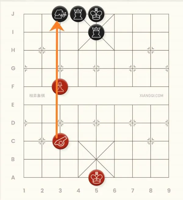 An example of the double toast checkmate in xiangqi
