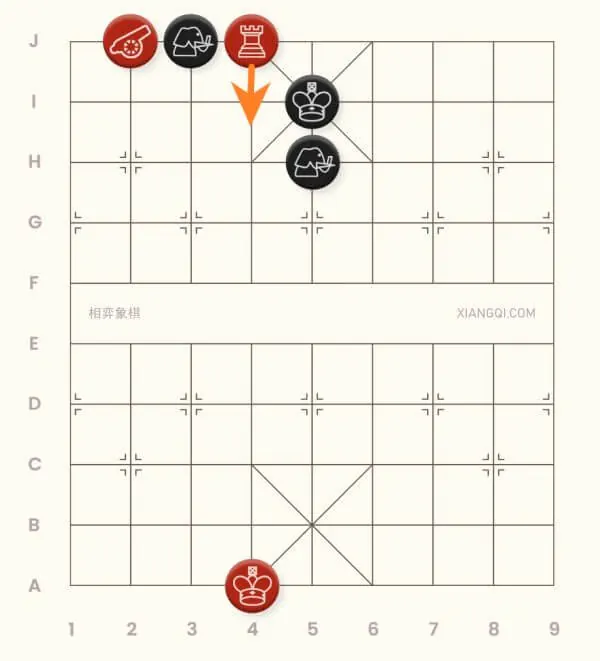 An example of the drawer checkmate in xiangqi