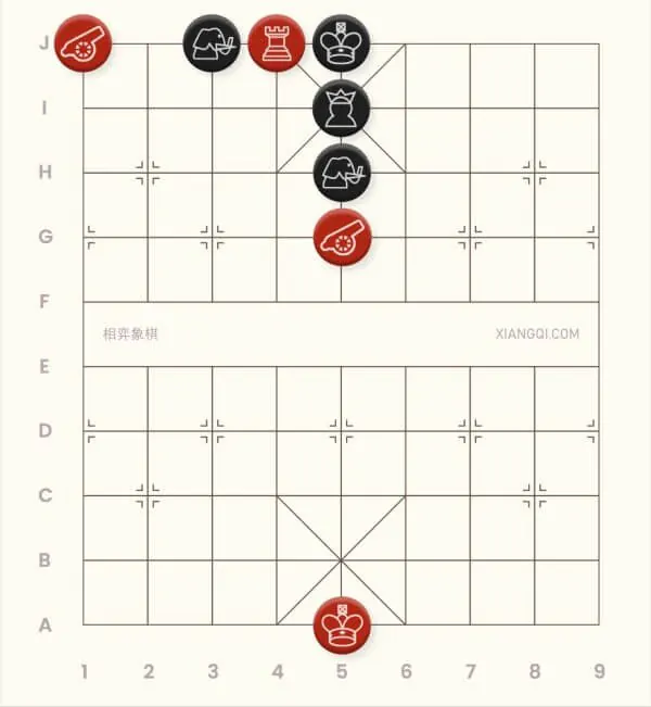 An example of the Heaven and Earth Cannon Checkmate in xiangqi
