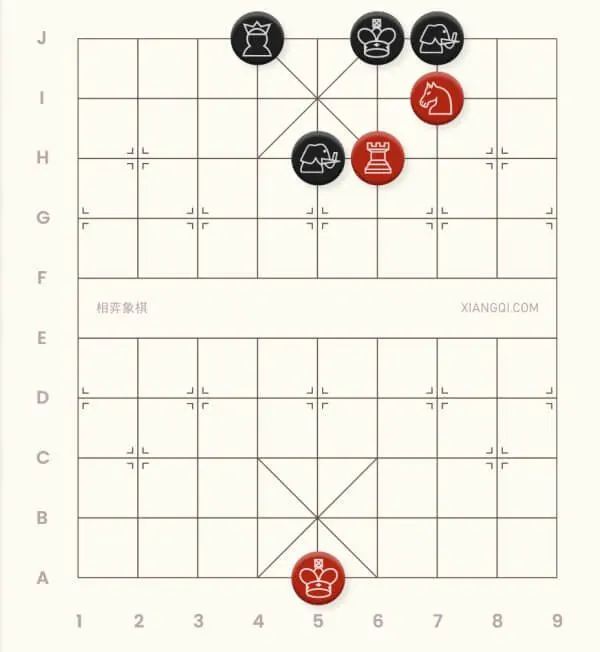 An example of the elbow horse checkmate in xiangqi