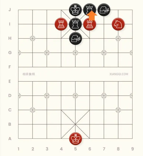 An example of the golden-hooked horse checkmate in xiangqi