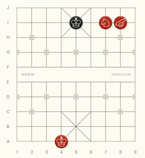 An example of the horse cannon checkmate in xiangqi