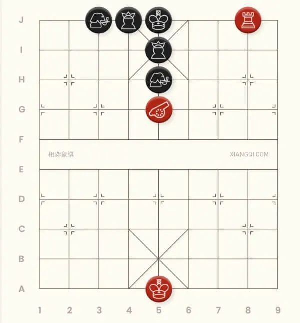 An example of the iron bolt checkmate in xiangqi