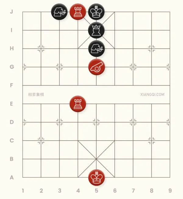 An example of the iron bolt checkmate in xiangqi