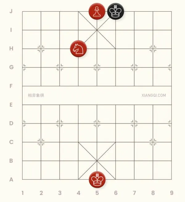 An example of the octagonal horse checkamte in xiangqi