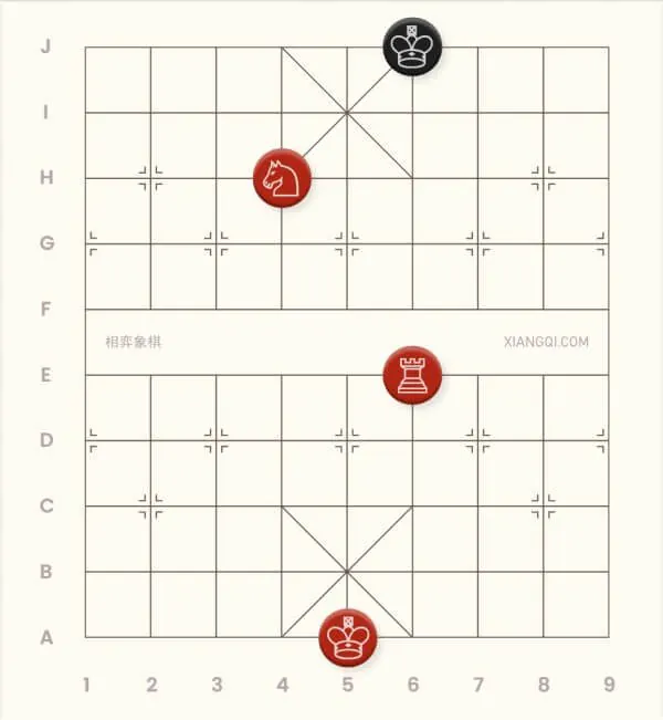 An example of the octagonal horse checkamte in xiangqi