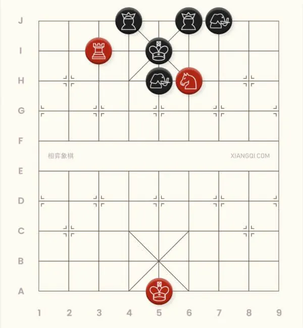 An example of the palcorner horse checkmate in xiangqi