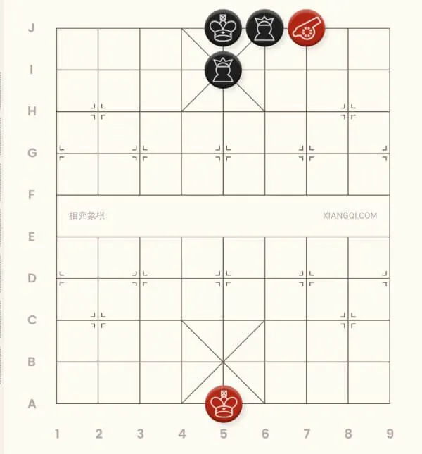 An example of the smothered cannon checkmate in xiangqi