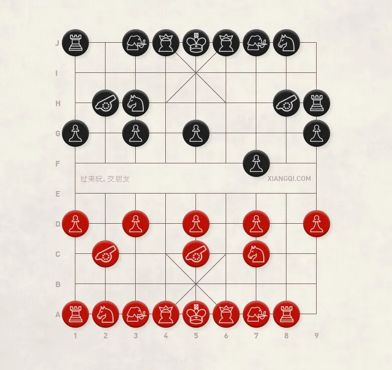Diagram 14 Central Cannon vs. Mandarin Duck Cannons (7th Pawn Variation)