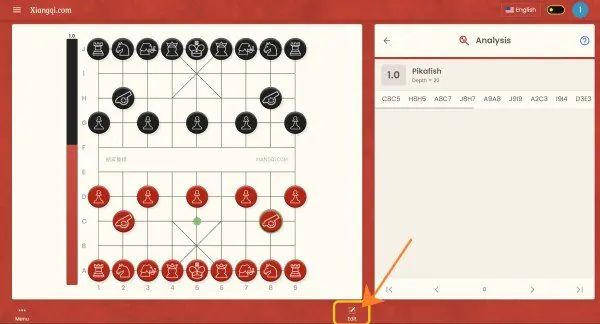 An image showing users how to edit the board position to analyze