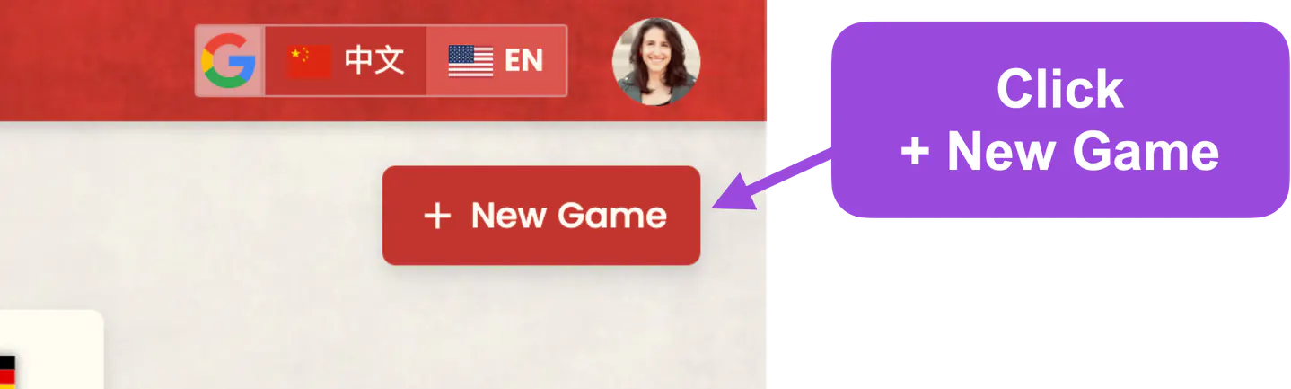 click + new game showing location